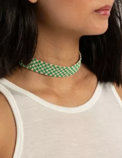 FULL TILT Beaded Checkered Choker Necklace