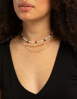 FULL TILT Layered Beaded Cherry Necklace