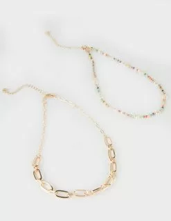 FULL TILT 2 Piece Beaded Floral Necklace