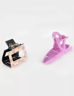 FULL TILT 2 Pack Floral Iridescent Hair Clips