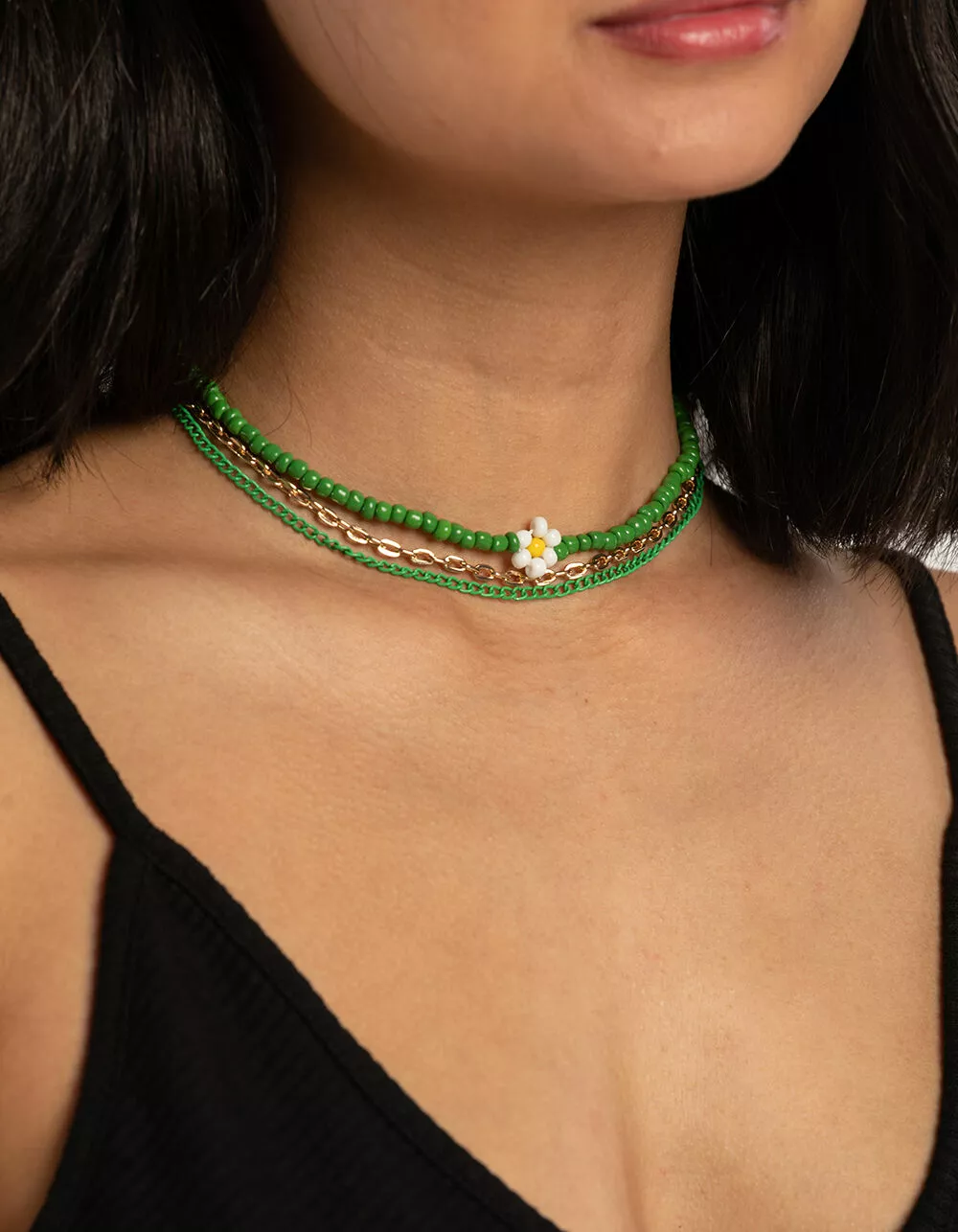 FULL TILT 3 Pack Bead & Flower Choker Set