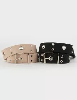 2 Pack Grommet Web Womens Belts