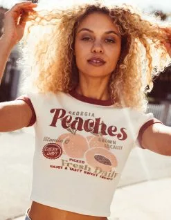 FULL TILT Peach Womens Ringer Tee