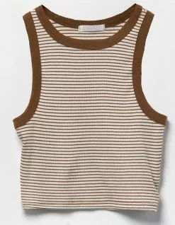 FULL TILT Womens Stripe Muscle Tank Top