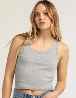 FULL TILT Womens Henley Tank Top