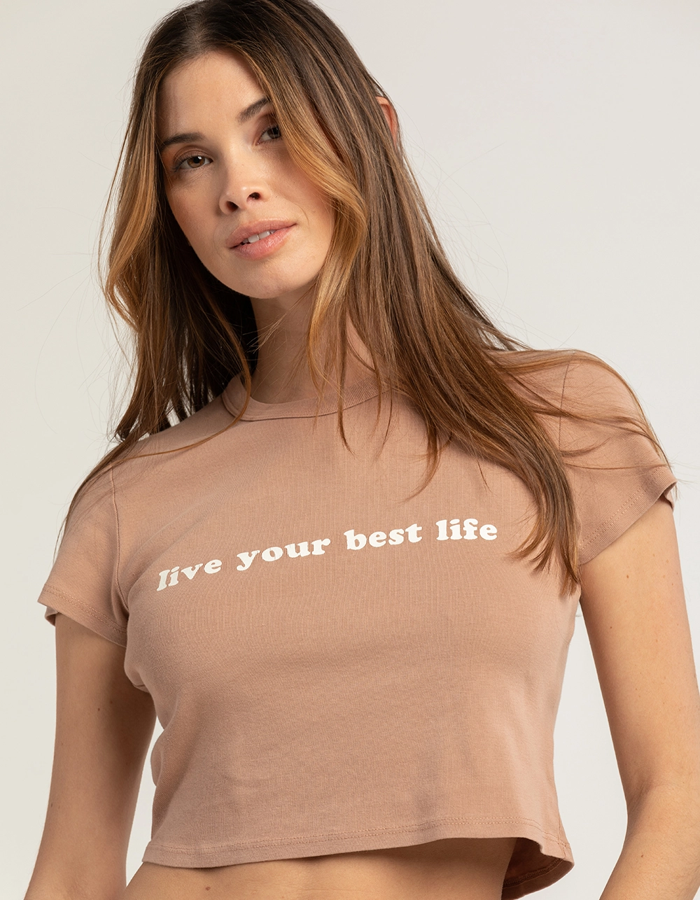FULL TILT Live Your Best Life Womens Baby Tee