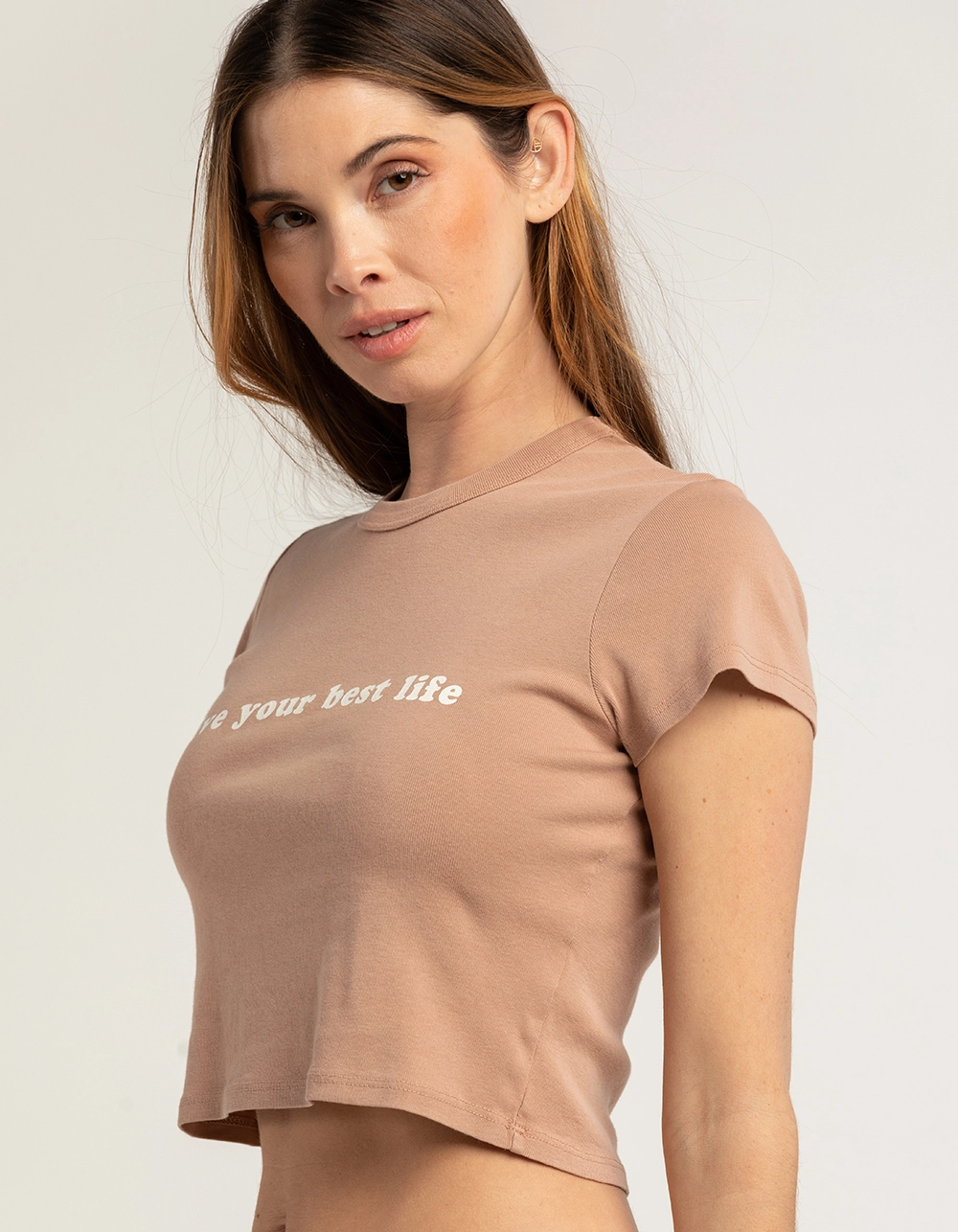 FULL TILT Live Your Best Life Womens Baby Tee - Image 2