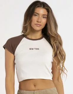 FULL TILT New York Embroidered Womens Raglan Tee