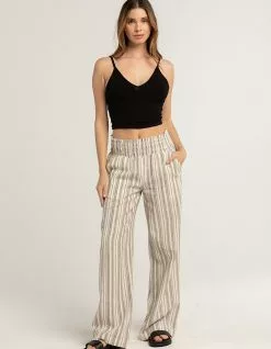 LOVE TREE Stripe Linen Womens Pants