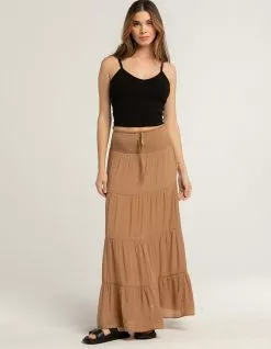 LOVE TREE Womens Tiered Maxi Skirt