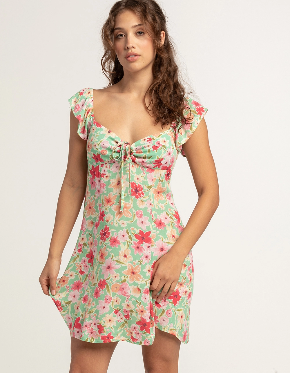 TIMING Tie Front Womens Babydoll Dress