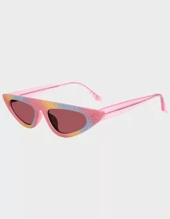 STEVE MADDEN Lizo Pink Glitter Womens Sunglasses
