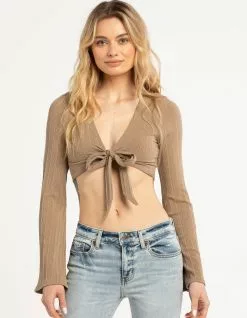 WEST OF MELROSE Tie Front Womens Top