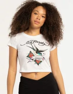 ED HARDY Swallow Bird Womens Baby Tee