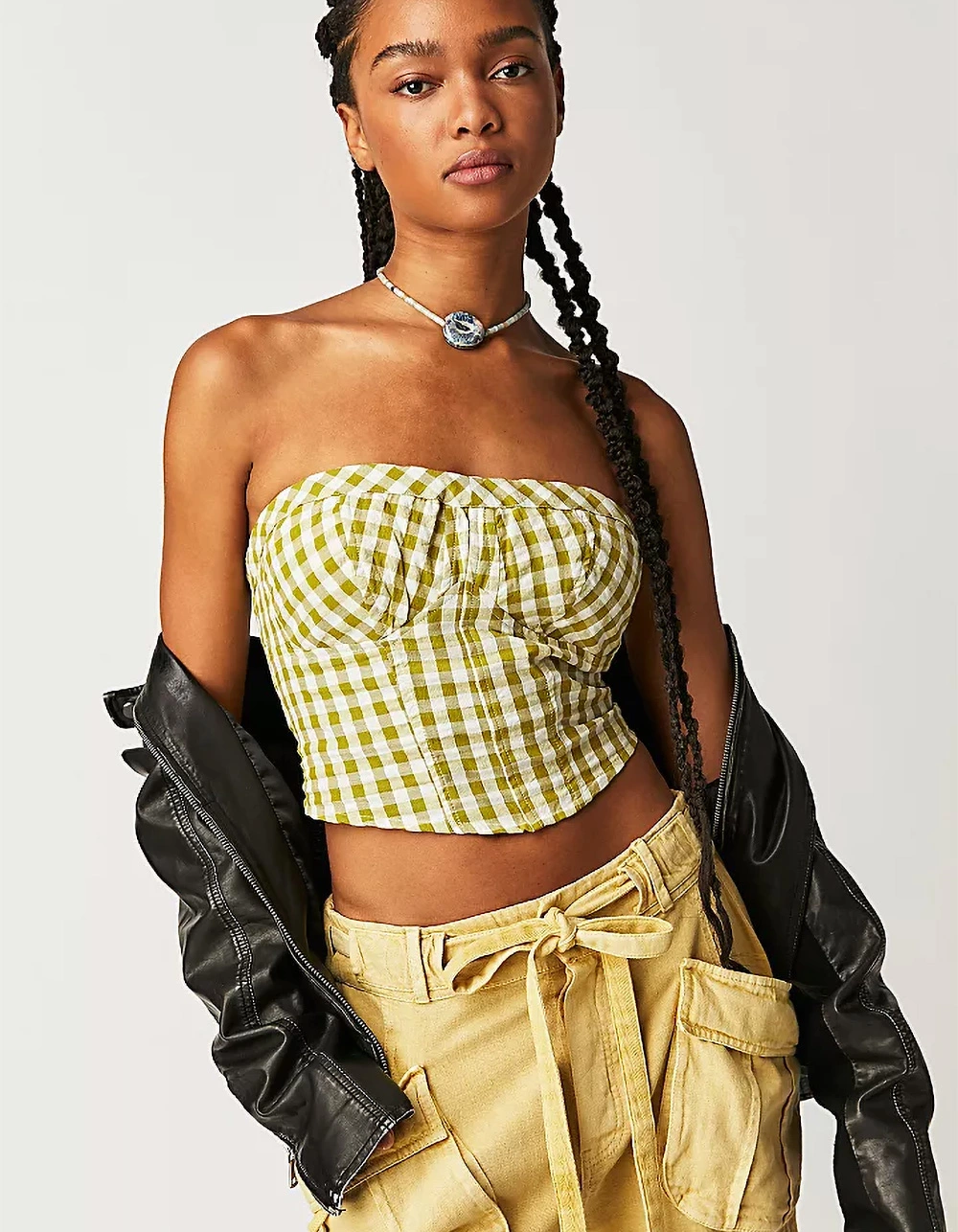 FREE PEOPLE Leilani Gingham Womens Tube Top