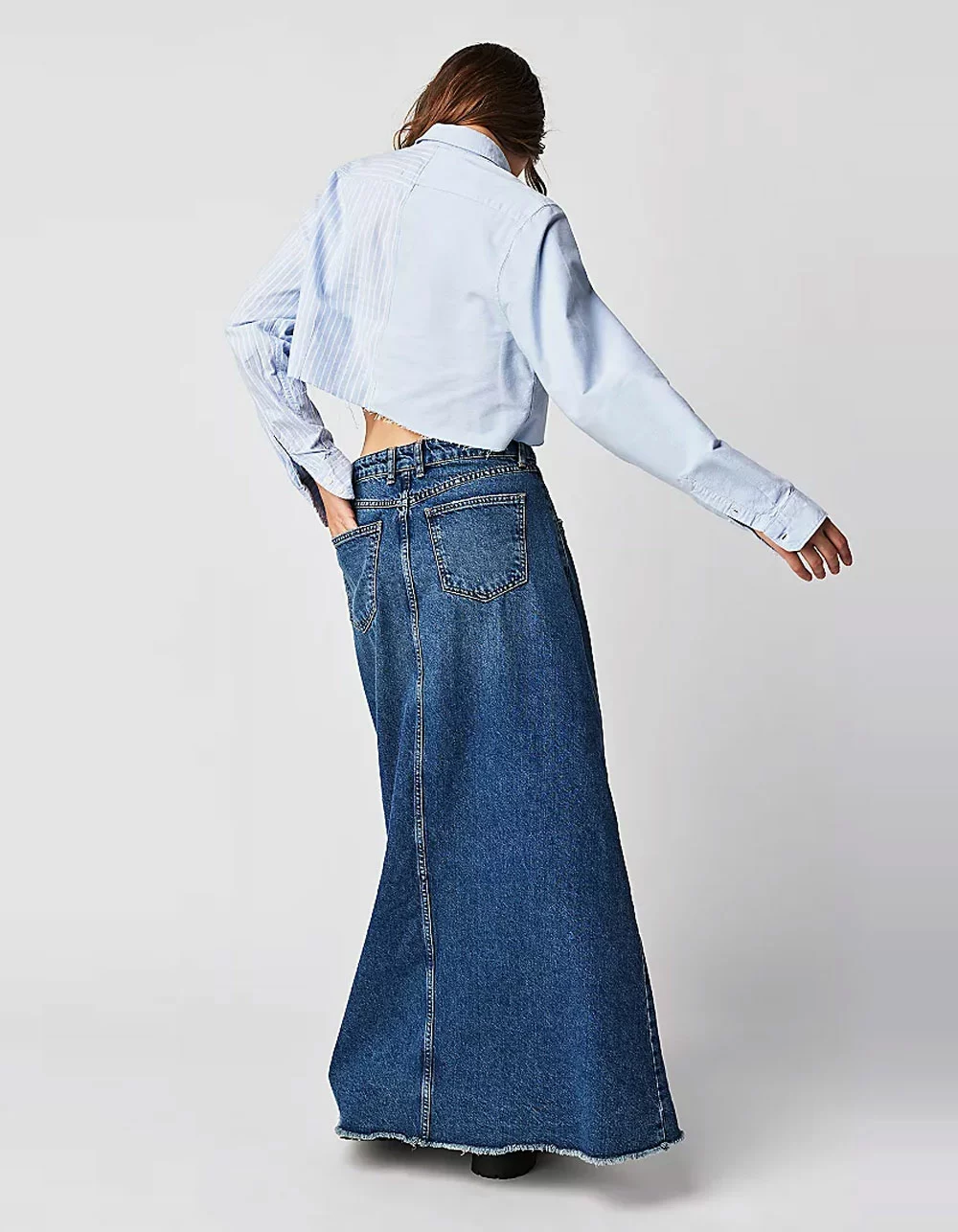 FREE PEOPLE Come As You Are Denim Maxi Skirt - Image 3