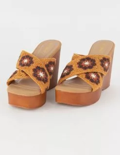 BAMBOO Crochet Womens Wedge Sandals