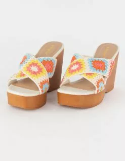 BAMBOO Crochet Womens Wedge Sandals