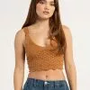 GENERATION K Crochet Tie Back Womens Top