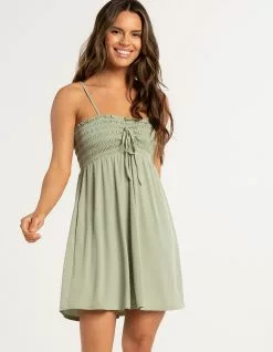 IJOAH Smock Tie Womens Babydoll Dress