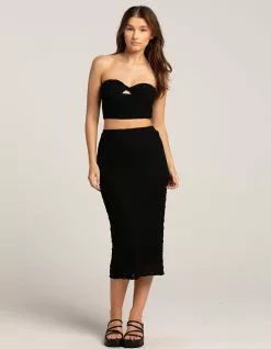 WEST OF MELROSE Textured Womens Midi Skirt