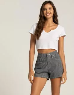 DICKIES High Rise Hickory Stripe Womens Carpenter Shorts