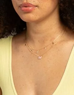 Two Layers Butterfly Chain Necklace
