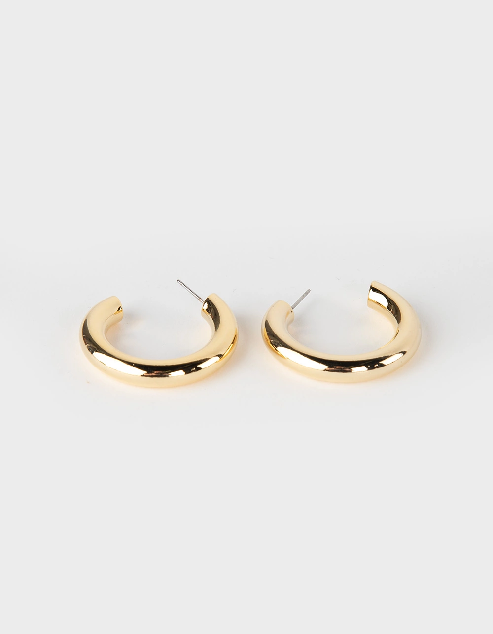 SECRET BOX NEW YORK 14K Gold Dipped Thick Tube Hoop Earrings - Image 2