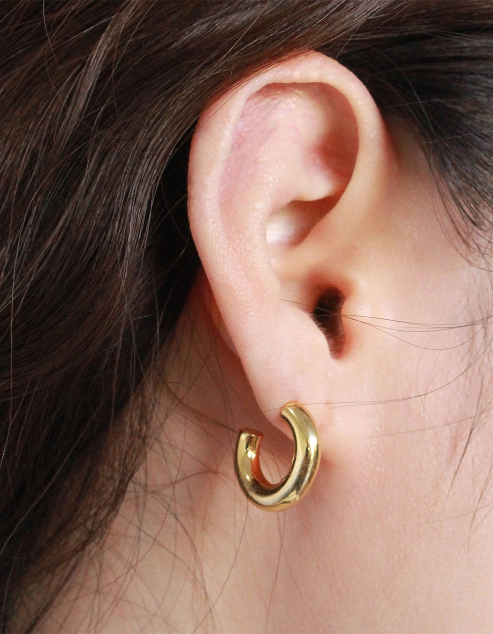 SECRET BOX NEW YORK 14K Gold Dipped Thick Tube Hoop Earrings - Image 3