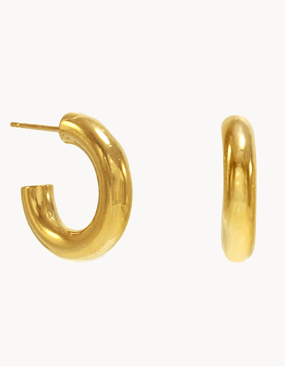 SECRET BOX NEW YORK 14K Gold Dipped Thick Tube Hoop Earrings - Image 4