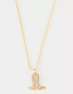 SECRET BOX NEW YORK 14K Gold Dipped Bling Boots Necklace