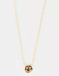 SECRET BOX NEW YORK 14K Gold Dipped Smiley Face Necklace