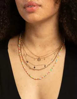 Five Layer Chain Beaded Necklace