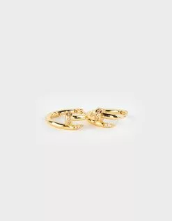 DO EVERYTHING IN LOVE 14K Gold Dipped Huggie CZ Hoop Earrings