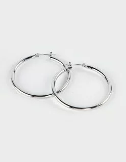 DO EVERYTHING IN LOVE 14K White Gold Dipped Pin Catch Hoop Earrings