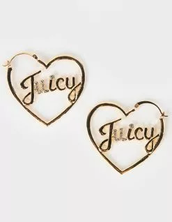 JUICY COUTURE Heart Script Hoop Earrings