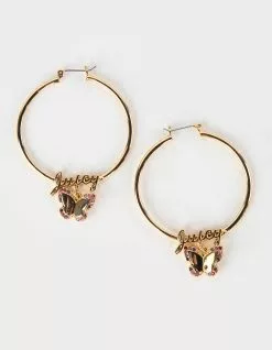 JUICY COUTURE Script Butterfly Hoop Earrings