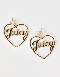 JUICY COUTURE Rhinestone Heart Earrings